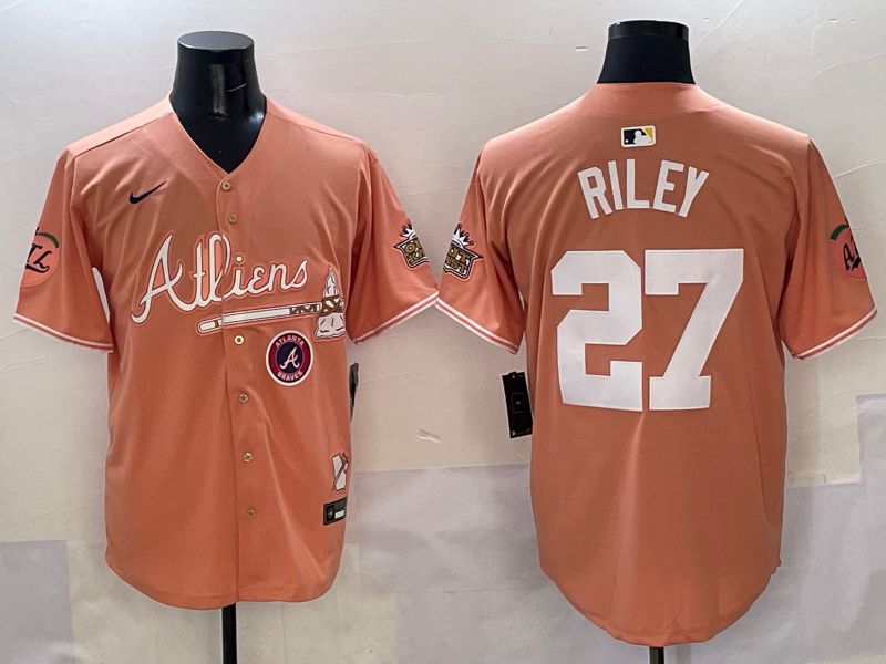 Men Atlanta Braves #27 Riley Orange Five generations Joint Name 2025 Nike MLB Jersey style 8